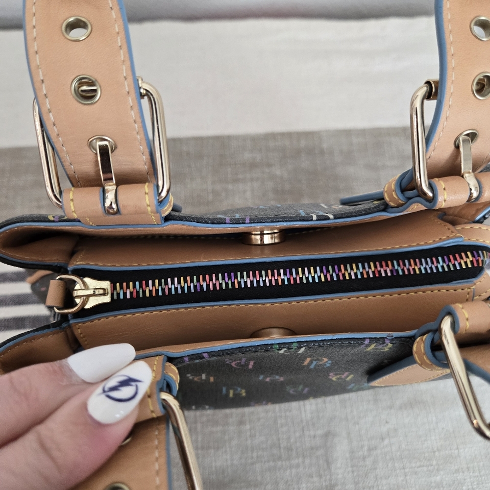 Dooney & Bourke Multicolor Monogram Satchel With Rainbow Zipper - Picture 3 of 9